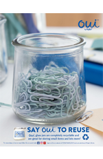 Oui glass jar with paper clips
