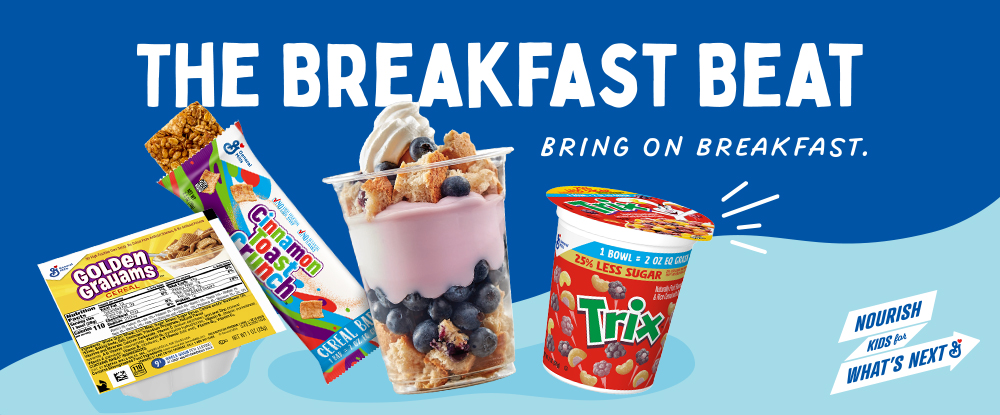 2oz equivalent grain cereal cup shown as part of a regulation-ready and nutritious breakfast