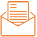 Orange icon letter in an envelope.