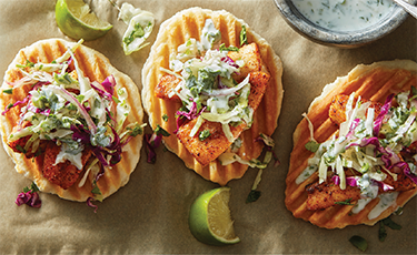Open-Faced Fish Biscuit Tostada with Spicy Lemon Coconut Sauce »