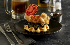 Chicken Fried Lobster and Waffles with Spicy Syrup