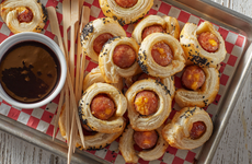 All-American Pigs in a Blanket with Blueberry BBQ Dipping Sauce
